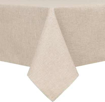 Beige Faux Linen Square Tablecloth 54 X 54 Inch for Dining Room1