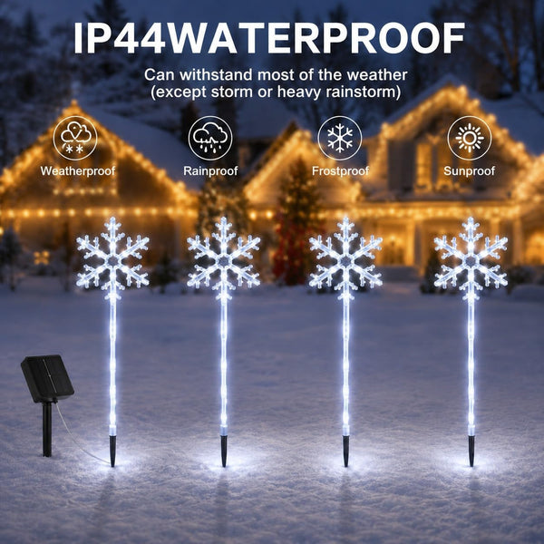 4 Pack Solar Snowflake Pathway Lights, White Christmas Yard Decor2