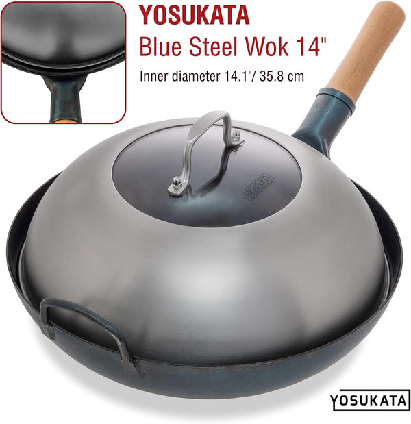 Wok Lid 13.6 Inch - Premium Stainless Cover with Tempered Glass Insert Steam Holes - Dishwasher-Safe Lid for 14-Inch Wok - Chees Melting Dome for Griddle | Dishwasher-Safe Lid with Tempered Glass - Steam Holes -Ergonomic Handle, Cheese Melting Dome for Griddle, Grill Basting Cover5