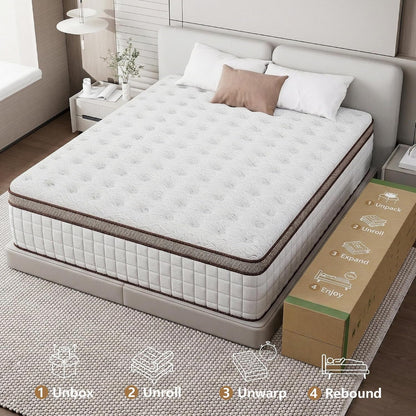 Full Mattress,14 Inch Hybrid Full Size Mattresses in a Box,Memory Foam & Pocket Spring,Medium Firm for Pressure Relief,Motion Isolation,Fiberglass Free,Certipur-Us,75" Lx 54" W8