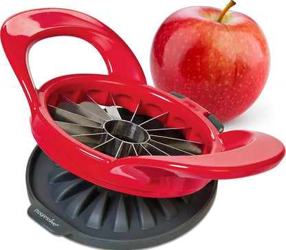 Prepworks Apple Slicer and Corer, Attached Safety Cover, Cuts 16 Thin Apple Slices, Red | Quickly Slices and Cores Apples into 16 Even Slices, Stainless Steel Blades, Dishwasher Safe1