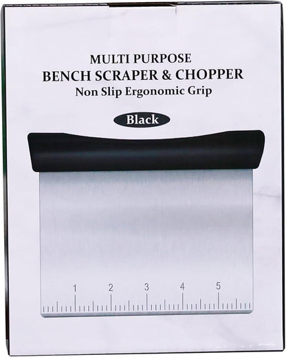 Multi-Purpose Stainless Steel Bench Scraper Dough Blender & Pastry Cutter | Dishwasher Safe Measurement Marks Non-Slip Comfortable Handle Dough Scraper Food Chopper for Bread Baking Supplies Black8