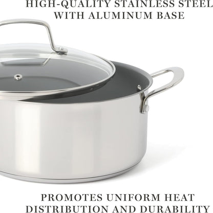 Delaroux 10 Piece Stainless Steel Pots and Pans Kitchen Cookware Set W/Pfas Free Premium Nonstick Ceramic Interior3