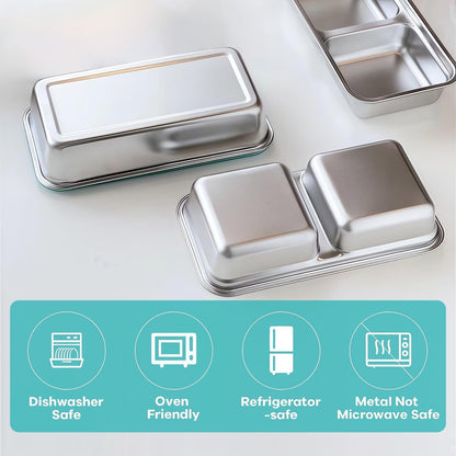 Stainless Steel Snack Containers, 6-Pack Reusable Grab and Go Containers with Lids, Dual Compartment Bento Box for Travel, Camping & Lunch Prep4
