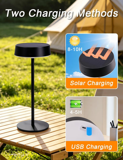 2 Pack Solar Outdoor Table Lamp, Rechargeable Waterproof Lamp2