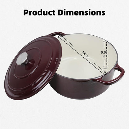 Cast Iron Enameled Pot/Casserole/Duch Oven 9 Qt. with Cover, Merlot3