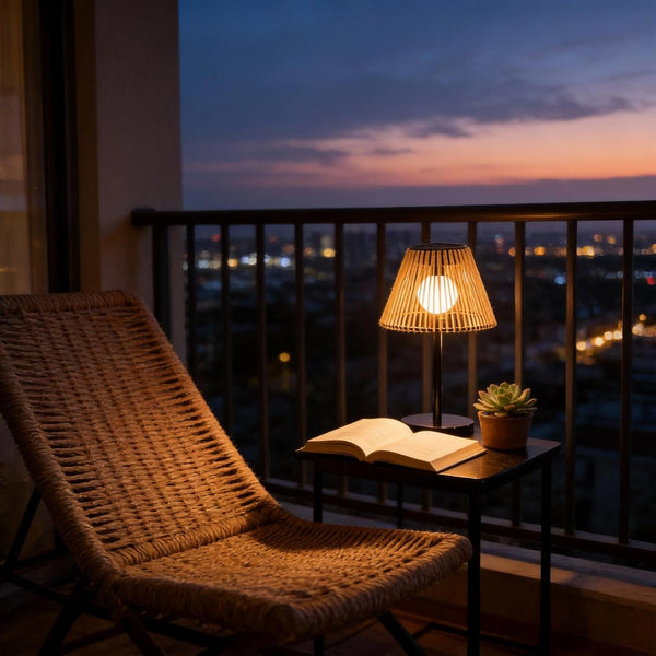 Solar Wireless Outdoor Table Lamp with Handwoven Rope Shades9