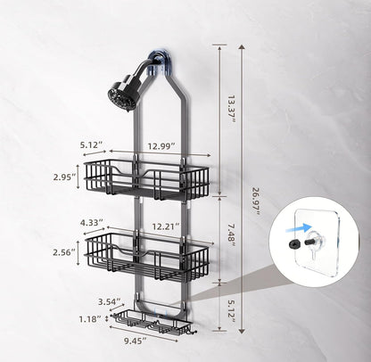 Over the Shower Head Caddy, 3-Tier Hanging Shower Shelves Rustproof, Shower Storage Organizer with Hooks and Soap Holder, No Drilling Bathroom Shower Rack, Black5