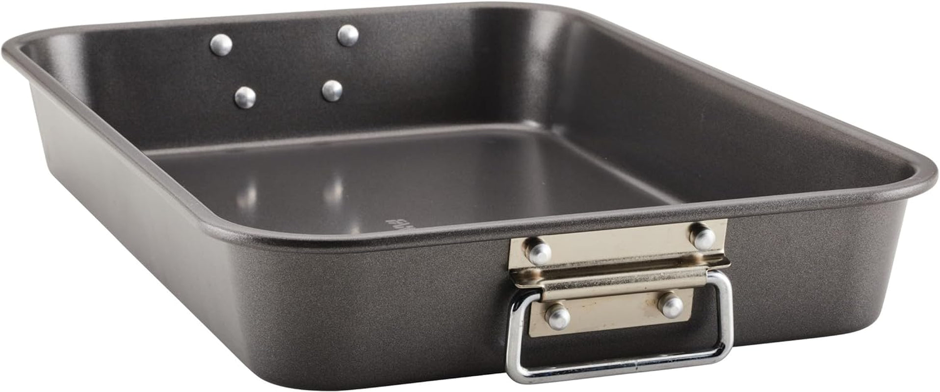 bakeware-nonstick-roaster-with-flat-rack-roasting-pan-with-rack-for-home-cooking-11-inch-x-15-inch-gray