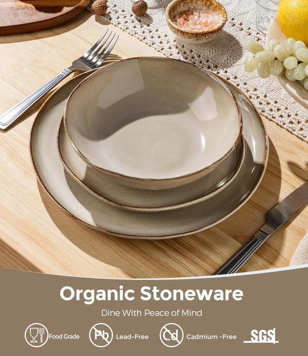 Stoneware Dinnerware Sets for 8,24 Piece Rustic Plates and Bowls Set3