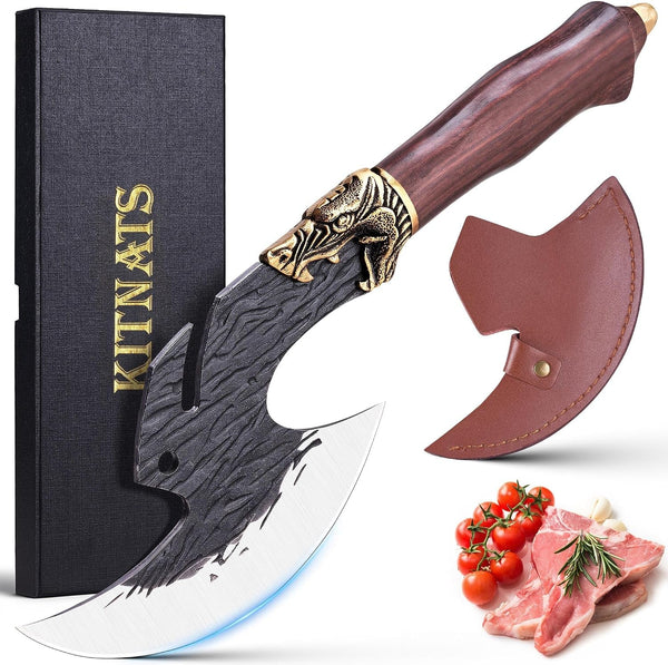 Hand Forged Viking Cleaver Knife with Sheath, Birthday Gift for Men1