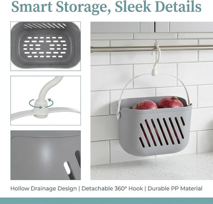 Hanging Shower Caddy with Hooks, Plastic Bathroom Organizer6