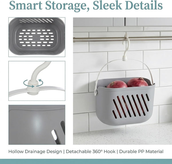 Hanging Shower Caddy with Hooks, Plastic Bathroom Organizer6