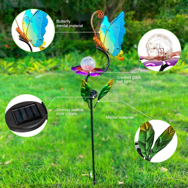 Solar Butterfly Garden Lights, Outdoor Lights Garden Decor for Outside, Flower Yard Decorations, Metal Yard Art for Patio Decor, Gifts for Mom7