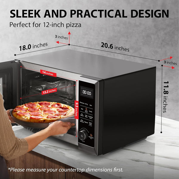 Air Fryer Combo Microwave, 1.0 Cu.Ft, Black Stainless Steel | 8 in 1 with Convection & Broil, Pro Defrost, 12.4" Turntable5