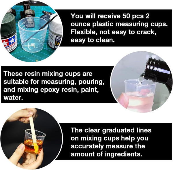 50 Pack 2 Oz Plastic Graduated Cups, Mixing Cups for Epoxy, Resin4