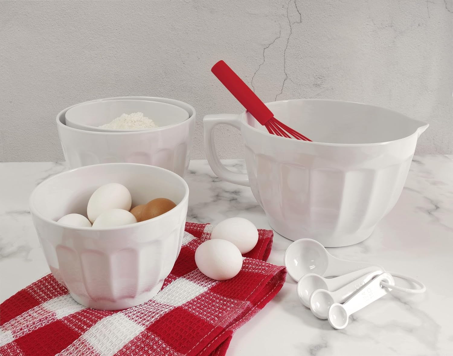 4-3-quart-latte-style-melamine-batter-bowl-with-pour-spout-and-handle-professional-mixing-bowl-with-non-slip-base-ideal-for-pancake-and-cake-batter-11-5-x-8-75-inch-white