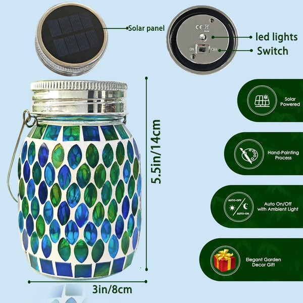 Solar Mosaic Glass Solar Hanging Lantern, Waterproof Outdoor Garden Light5