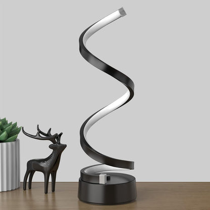 Black Spiral LED Table Lamp, Dimmable Bedside Lamp, 15.8 Inch2