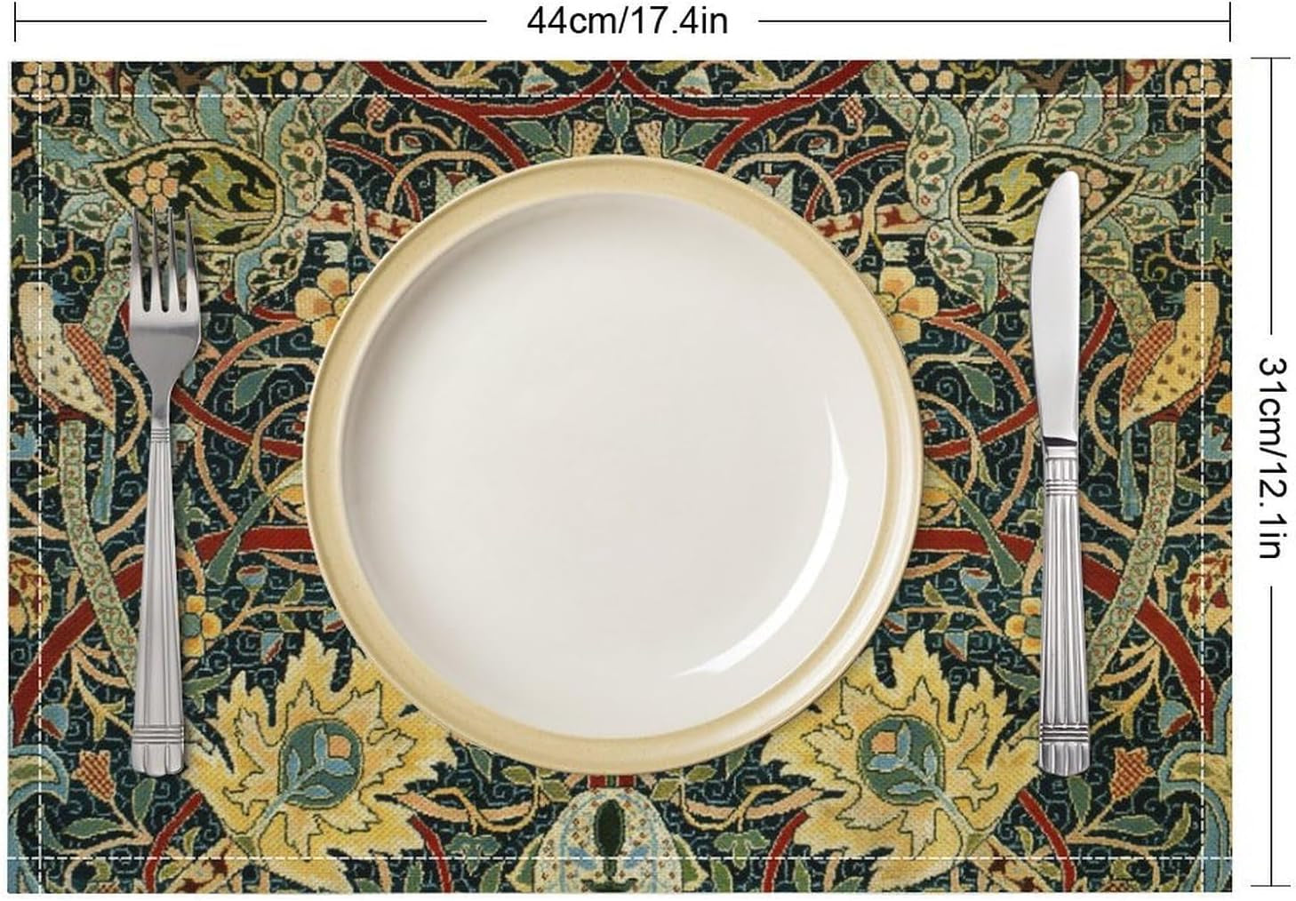 william-morris-floral-placemats-flower-bird-decorative-table-mat-antique-native-heat-resistant-place-mats-for-dining-kitchen-party-holiday-decor-12x18inch-set-of-4