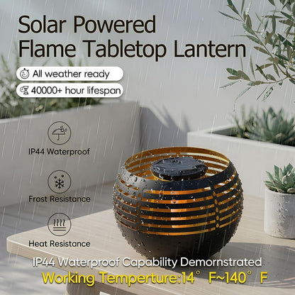 Solar Lantern Table Lamps with Amber Twinkling Glow, Waterproof Metal Landscape Fixture Dusk to Dawn for Outdoor Garden Tables, Balcony, Walkways, Bar Tabletop Create Romantic Ambiance5
