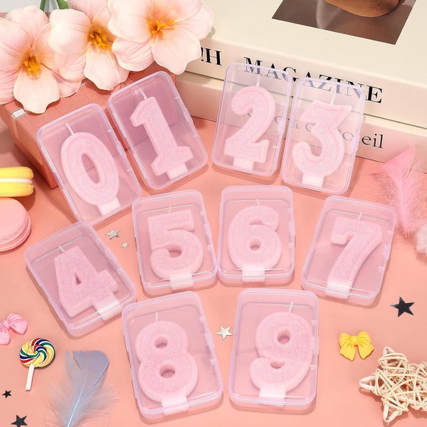 Cute Number 1 Birthday Candle, Glitter Pink Number Candles, First Birthday Cake Topper Decoration, Party Supplies Anniversary Celebrations6