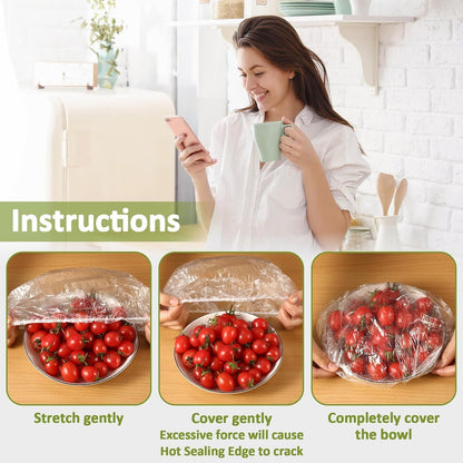 200 Bowl Covers for Bread Proofing - Medium Plastic Wrap for Food | Stretch Elastic Food Cover for Outside, Reusable Shower Caps for Sourdough Bread Starter Basket, Baking Essential Supplies4