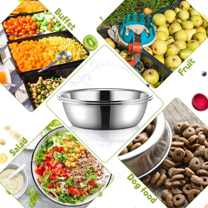 2 Pieces Large Mixing Bowl Stainless Steel Oversized All Purpose Steel Bowl Metal Bowl for Serving Baking Marinating for Home Cooking or Commercial(14.46 Quarts)3