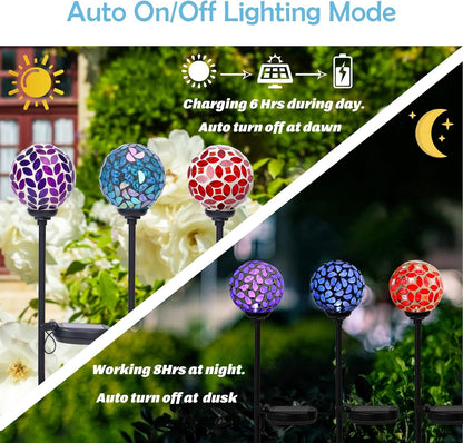 Solar Outdoor Decorative Light, Mosaic Stake for Yard Decor, 3.5"5
