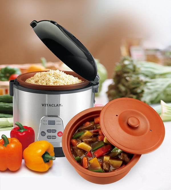 Smart Organic Clay Rice Cooker & Slow Cooker - Toxin Free Clay Electric Pot for Cooking Rice, Slow Cooker, Soup Maker, Warmer, Stew Pot with Natural Earthen Clay Crock, 6 Cup / 3.2 Qt2