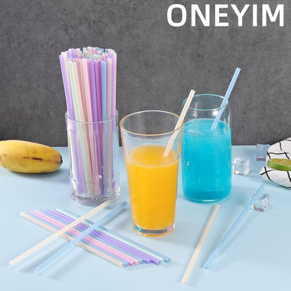 [100 Pcs] Colorful Disposable Plastic Drinking Straws - 8.26" Long & 0.24" Diameter Cute Straws for Juice,Coffee,Milk,Cocktail, Ideal for Bachelorette Party, Birthday Party, Bridal Shower, Baby Shower3