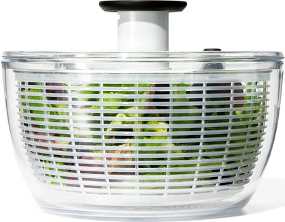 OXO Good Grips Salad Spinner | Lettuce Spinner | Fruit Washer | Fruit Washing Bowl with Strainer | Vegetable Cleaner | Salad Cleaner | Lettuce Washer | 6.22 Quart Capacity | Spin-Dry Lettuce, Herbs, Fruit, Vegetables, Non-Slip Base, Large Capacity Bowl, Easy One-Touch Press Pump, Meal Prep1