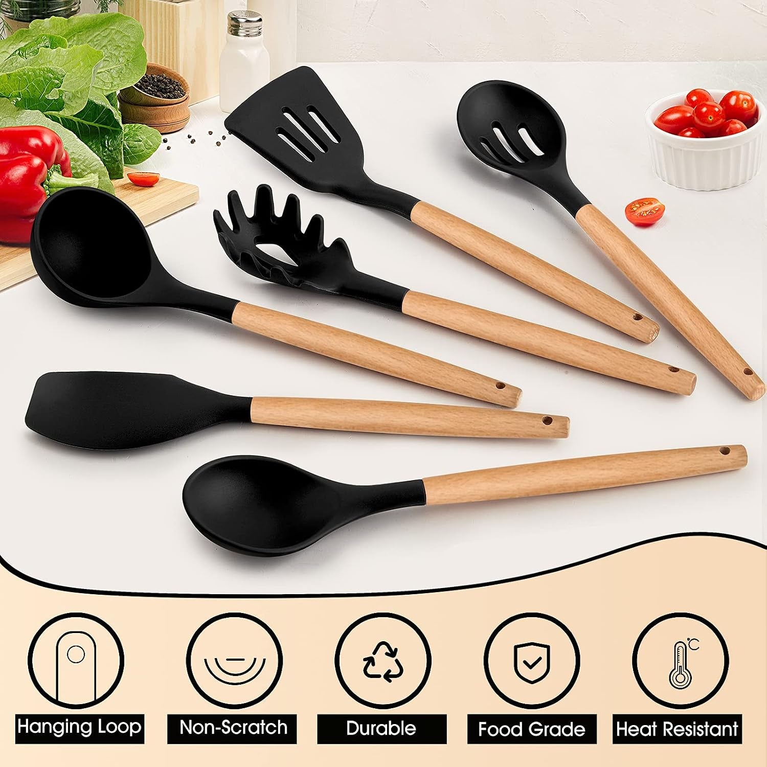 cooking-utensils-set-of-6-silicone-kitchen-utensils-with-wooden-handle-non-stick-cookware-friendly-heat-resistant-includes-spatula-ladle-slotted-turner-serving-spoon-spaghetti-serverblack