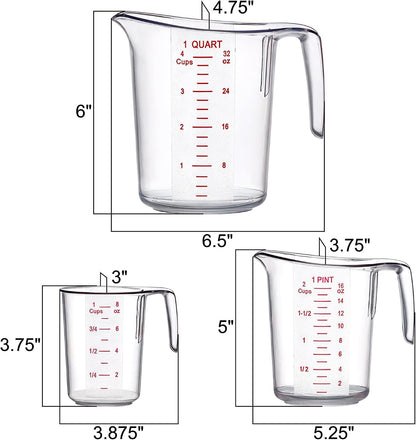 '- Melissa - Plastic Measuring Cups (3-Piece Set), Food-Grade Measuring Jugs, 1/2/4-Cup Capacity, Unbreakable, Stackable, Dishwasher-Safe, Great for Oil, Vinegar, Flour, and More5