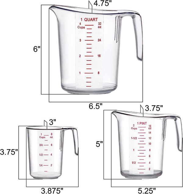 '- Melissa - Plastic Measuring Cups (3-Piece Set), Food-Grade Measuring Jugs, 1/2/4-Cup Capacity, Unbreakable, Stackable, Dishwasher-Safe, Great for Oil, Vinegar, Flour, and More5