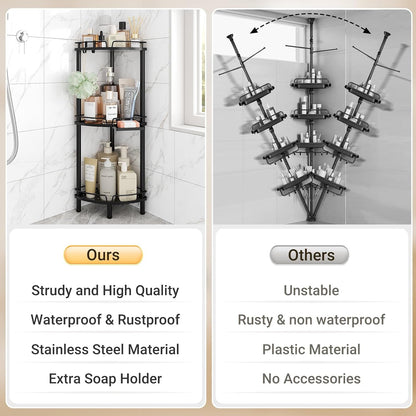 Corner Shower Caddy Standing, 3 Tier Metal Shower Organizer, Black7
