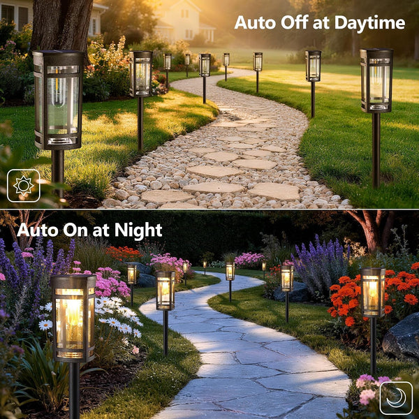 6 Pack Solar Lights Outdoor, Waterproof Pathway Lights, Warm White2