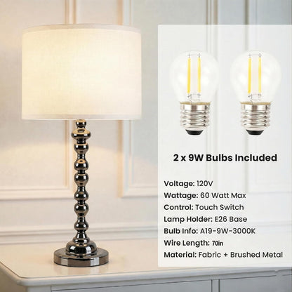 Modern Gourd Table Lamps Set of 2, Touch Control Bedside Lamp for Nightstand with USB Ports, 3-Way Dimmable Nightstand Lamps for Living Room Bedroom Table, Black5