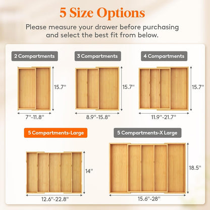 Bamboo Utensil Organizer for Kitchen Drawer, Cooking Utensil Tray4