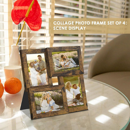 4X6 Collage Frame Tempered Glass for 4 4X6 Photos Brown3