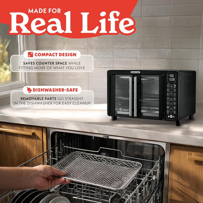 French Door Air Fryer Toaster Oven – 6-Slice Capacity, Fryforce 360°, Digital Display with 17 Cooking Presets, Black7