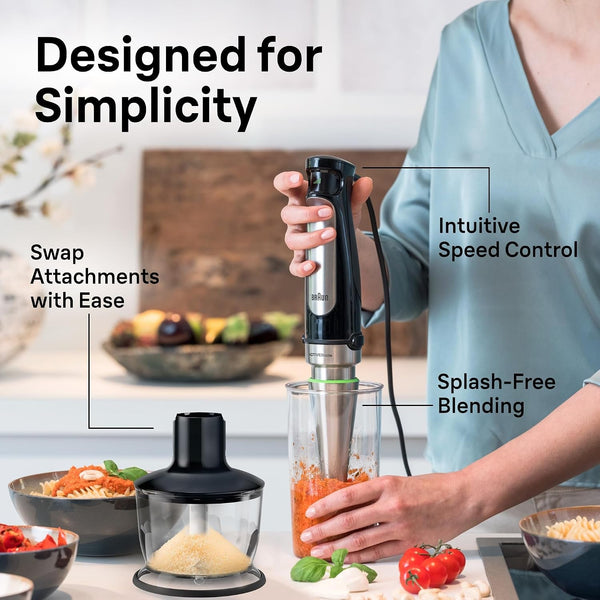Braun Multiquick 7 3-In-1 Immersion Blender & Food Processor | #1 Hand Blender Brand, Adjustable Speed Control, Ergonomic Handle, Detachable Attachments, Beaker, Whisk, 2 Cup Chopper3
