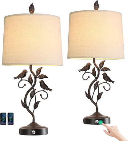 27" Set of 2 Touch Farmhouse Table Lamps for Living Room1