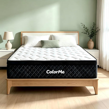 Queen Size Mattress, 12 Inch Hybrid Pressure Relief Mattress in a Box, Cooling Gel Memory Foam and Pocket Springs，Medium Firm，Breathable，Fiberglass Free1