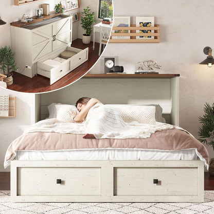 Queen Murphy Bed with Storage & Charging Station1