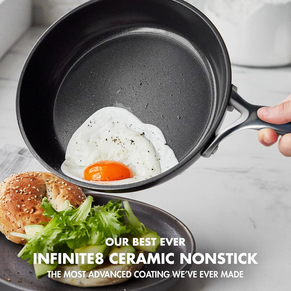 GP5 Hard Anodized Healthy Ceramic Nonstick 14 Piece Cookware Pots & Pans Set,Heavy Gauge Scratch Resistant, Stay Flat Surface,Induction, Mirror Finish Handle,Oven Safe, Pfas-Free, Black2