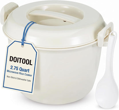 Microwave Rice Cooker 2.75 Quart Rice Steamer Cooker & Microwavable Pasta Maker with Steam Release Vent - 10 Cups Large Vegetable Steamer Bowl -, Dishwasher Safe1