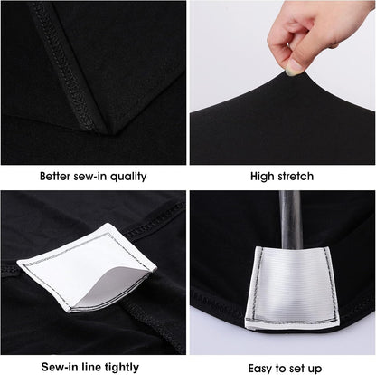 6Ft Black Stretch Spandex Fitted Table Cloth for 6 Foot Tables | Grs-Certified Eco-Friendly Fabric, Elastic Fit Rectangle Tablecloth, Washable, Wrinkle-Free, for Events & Parties2