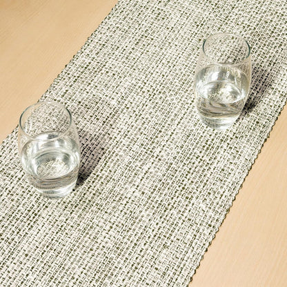 Cotton Table Runner, 13X72 Inch, Green Ivory, Home Decor2