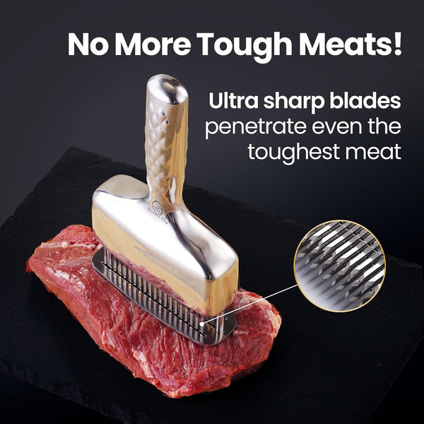 Meat Tenderizer Tool with 60 Sharp Blades & Non-Slip Handle3